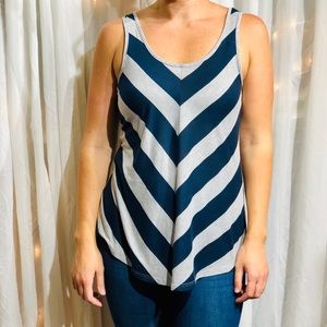 Blue and grey V striped Tank S/M